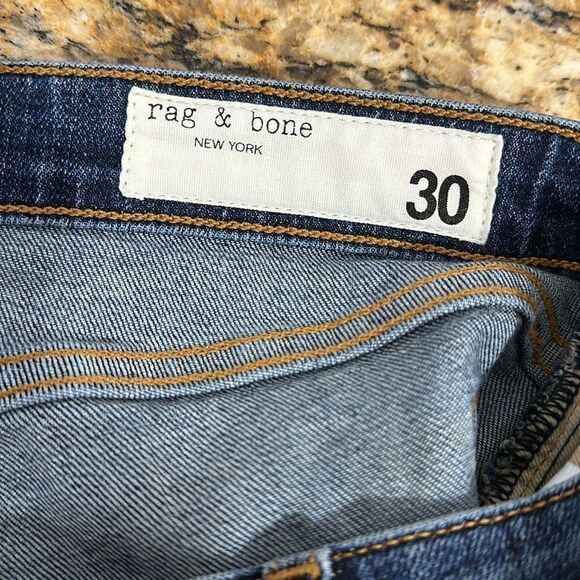 Rag & Bone Mid Rise Slim Fit Raw Hem Whiskered Ankle Jeans Size 30 - Picture 3 of 8